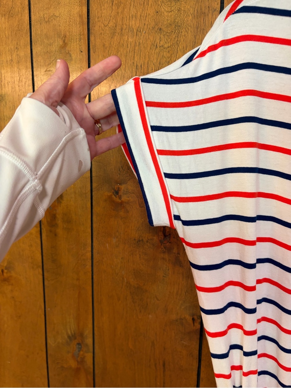 Banana Republic Striped Midi Dress - White with Red & Navy Stripes - Picture 4 of 6